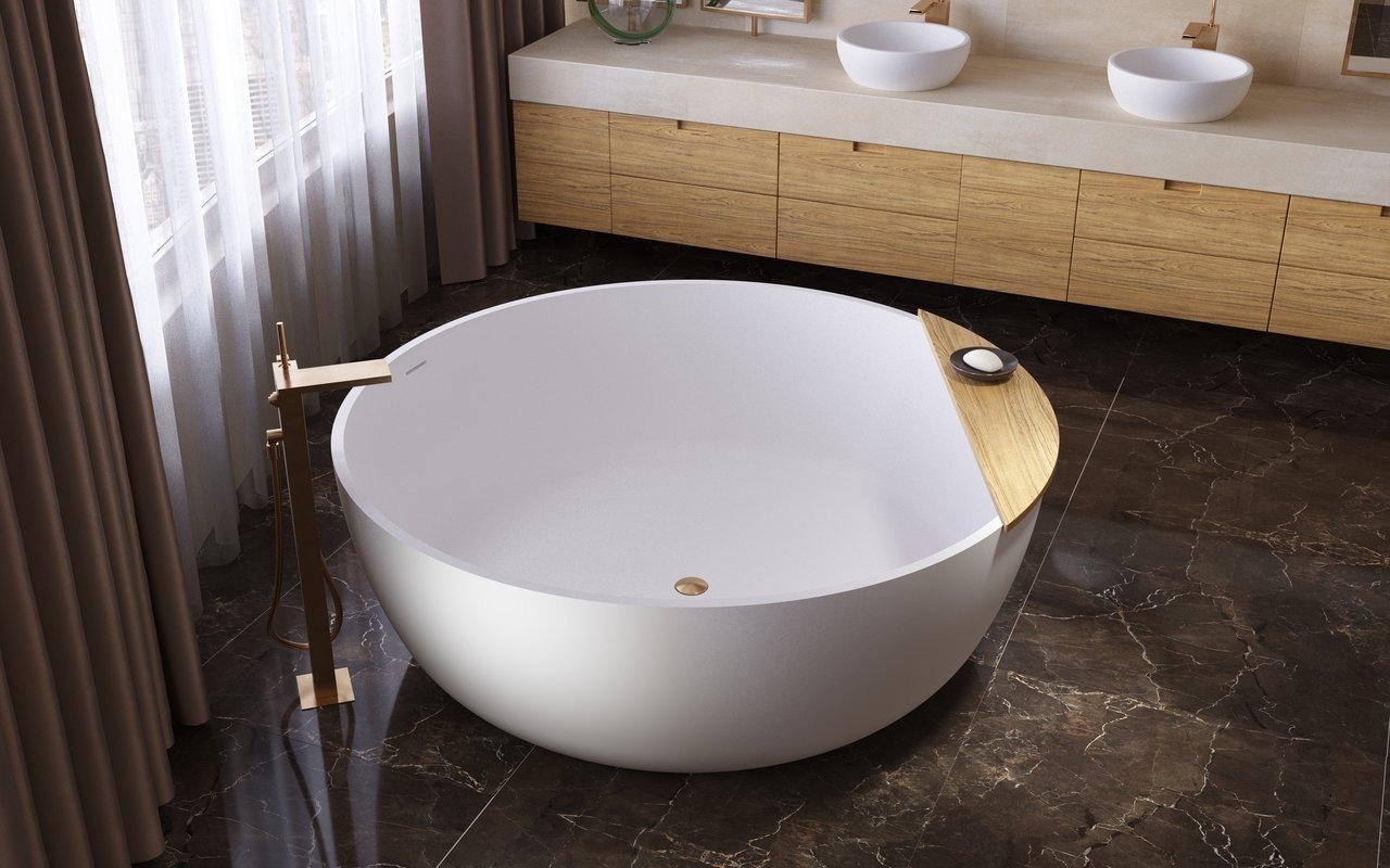 Aquatica Universal 36.25 Waterproof Iroko Wood Bathtub Tray