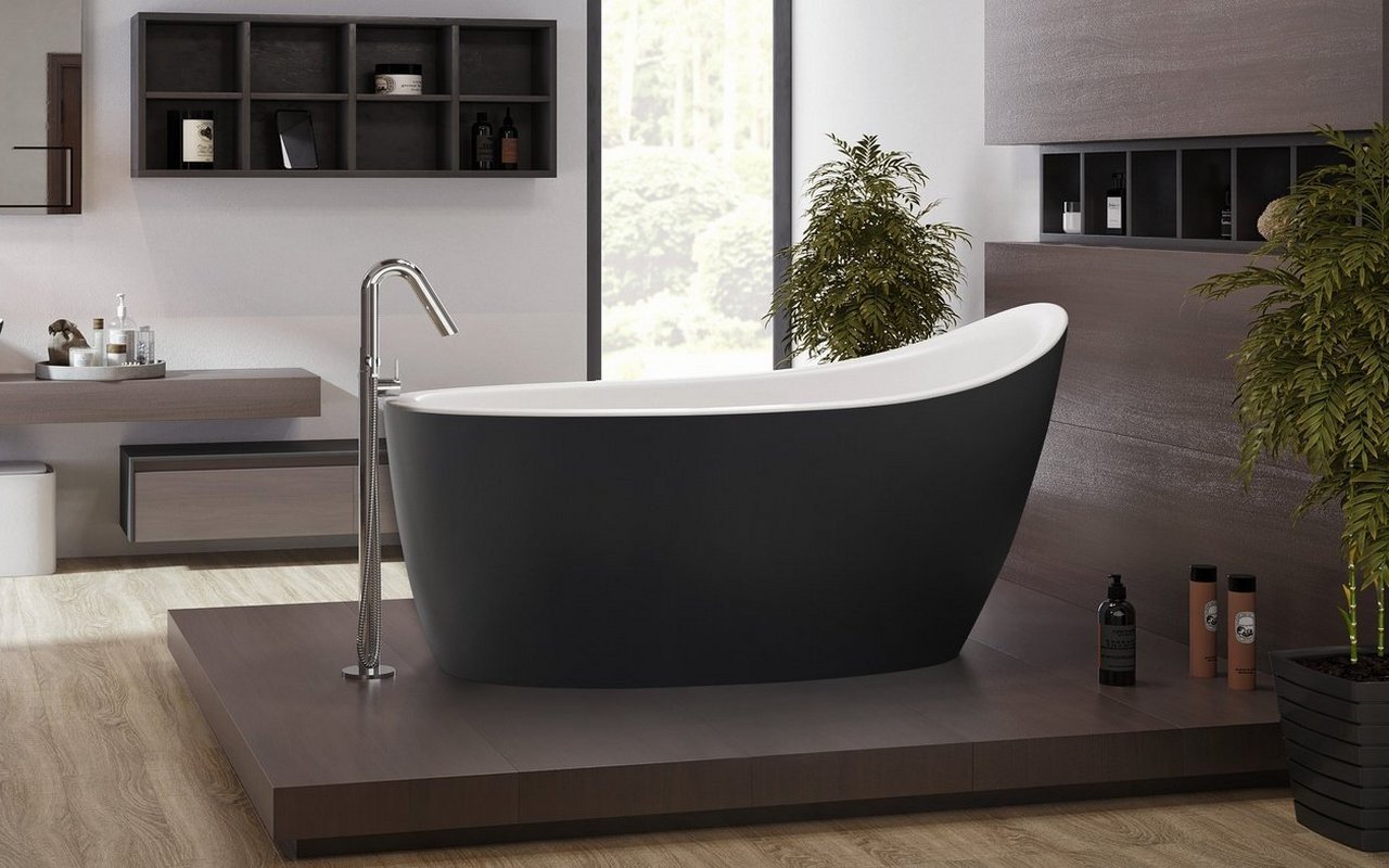 Aquatica Emmanuelle 2 Blck-Wht Freestanding Solid Surface Bathtub picture № 0