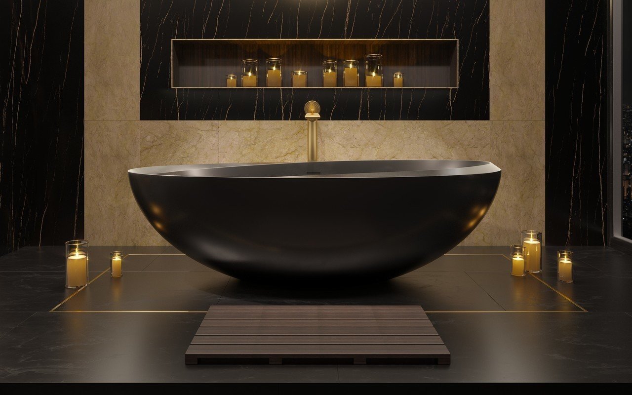 Aquatica Illusion Graphite Black Freestanding Solid Surface Bathtub picture № 0