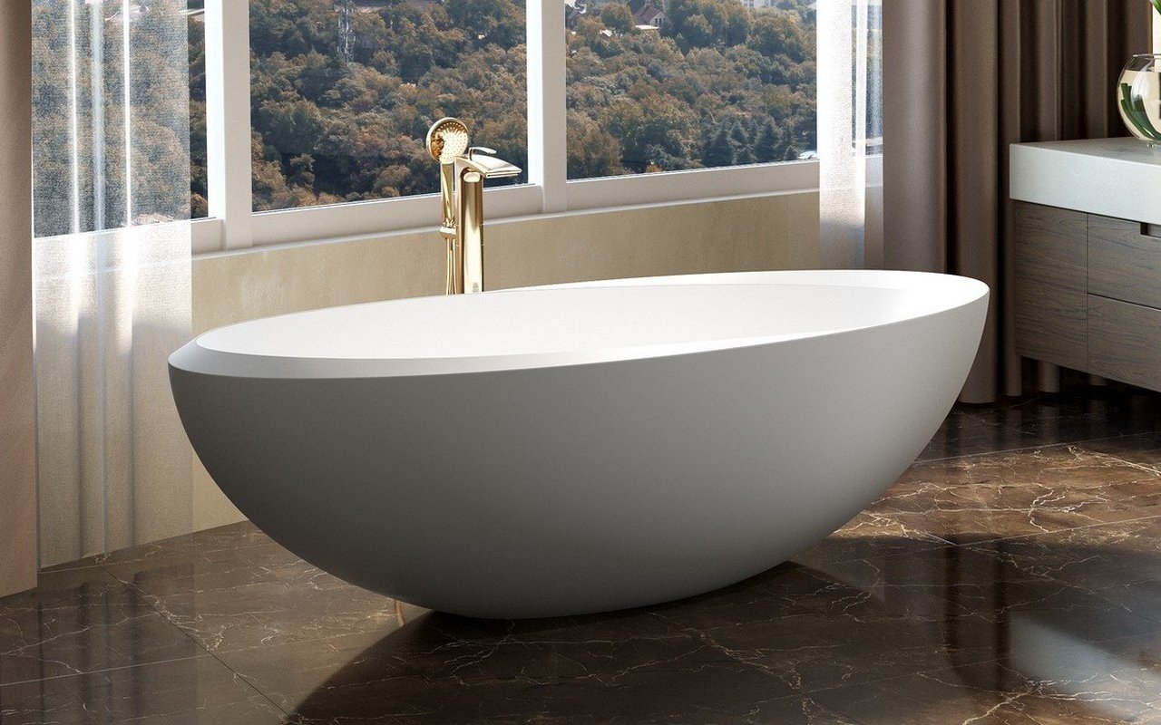 Aquatica Lullaby-Mini-Wht Freestanding Solid Surface Bathtub