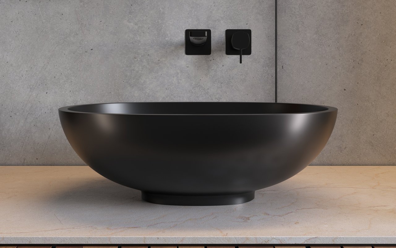 Aquatica Karolina-2-Blck Oval Stone Bathroom Vessel Sink picture № 0