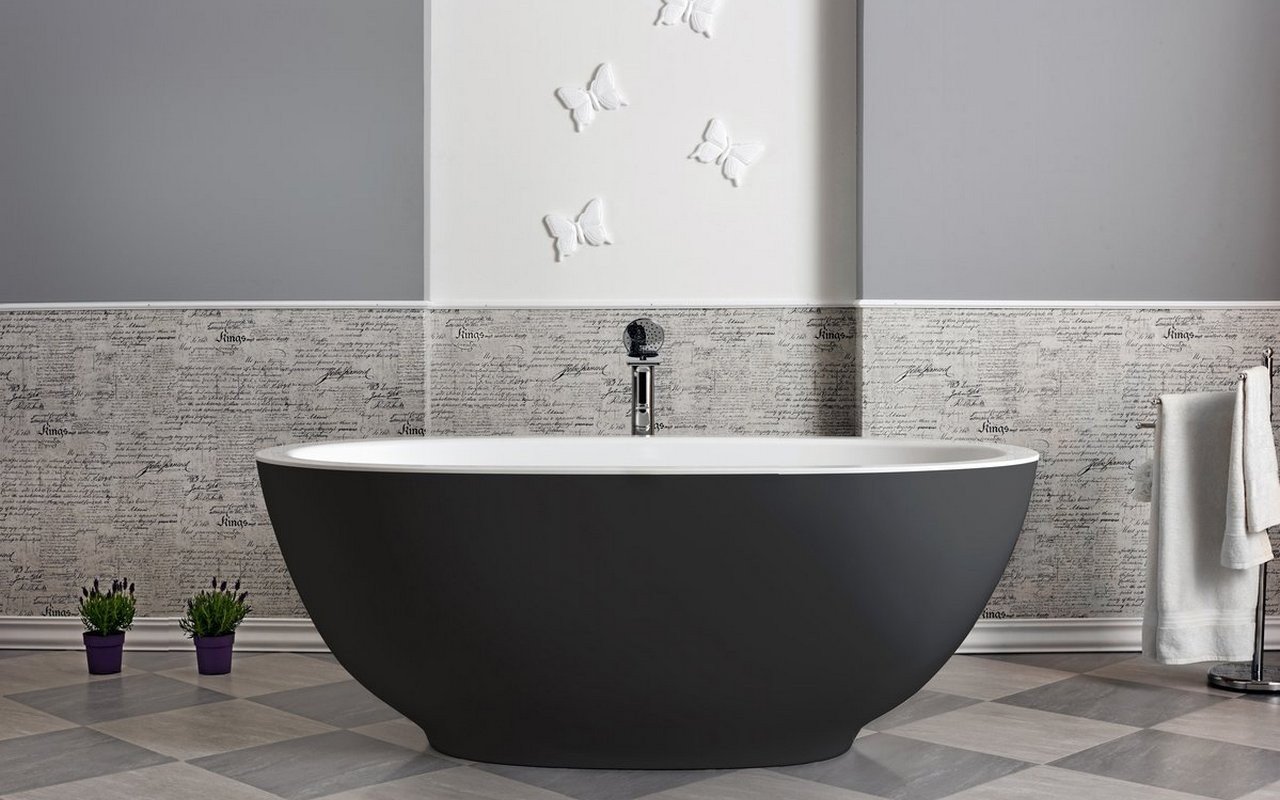 Aquatica Karolina 2 Blck-Wht Freestanding Solid Surface Bathtub picture № 0