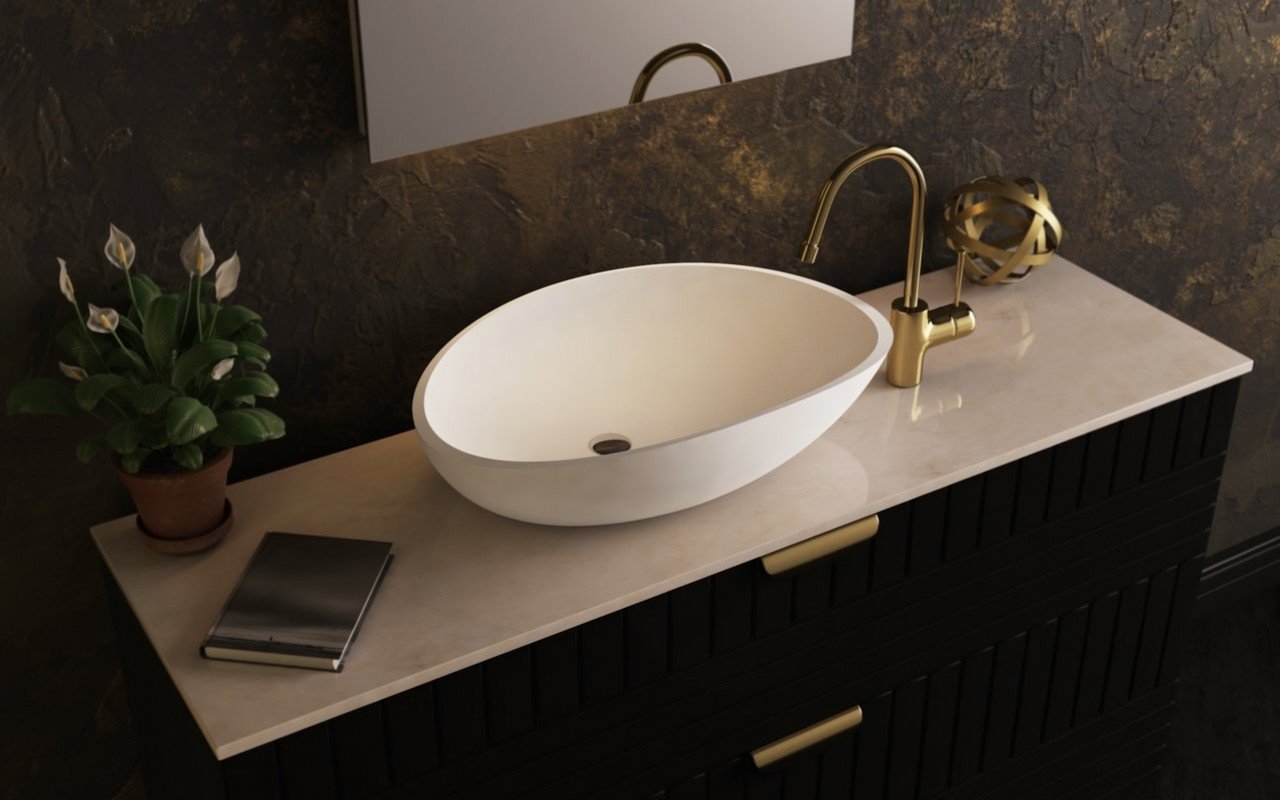 Aquatica Lotus-Wht Stone Bathroom Vessel Sink picture № 0