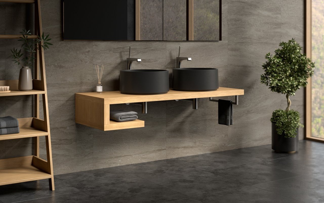 Wooden outlet bathroom storage