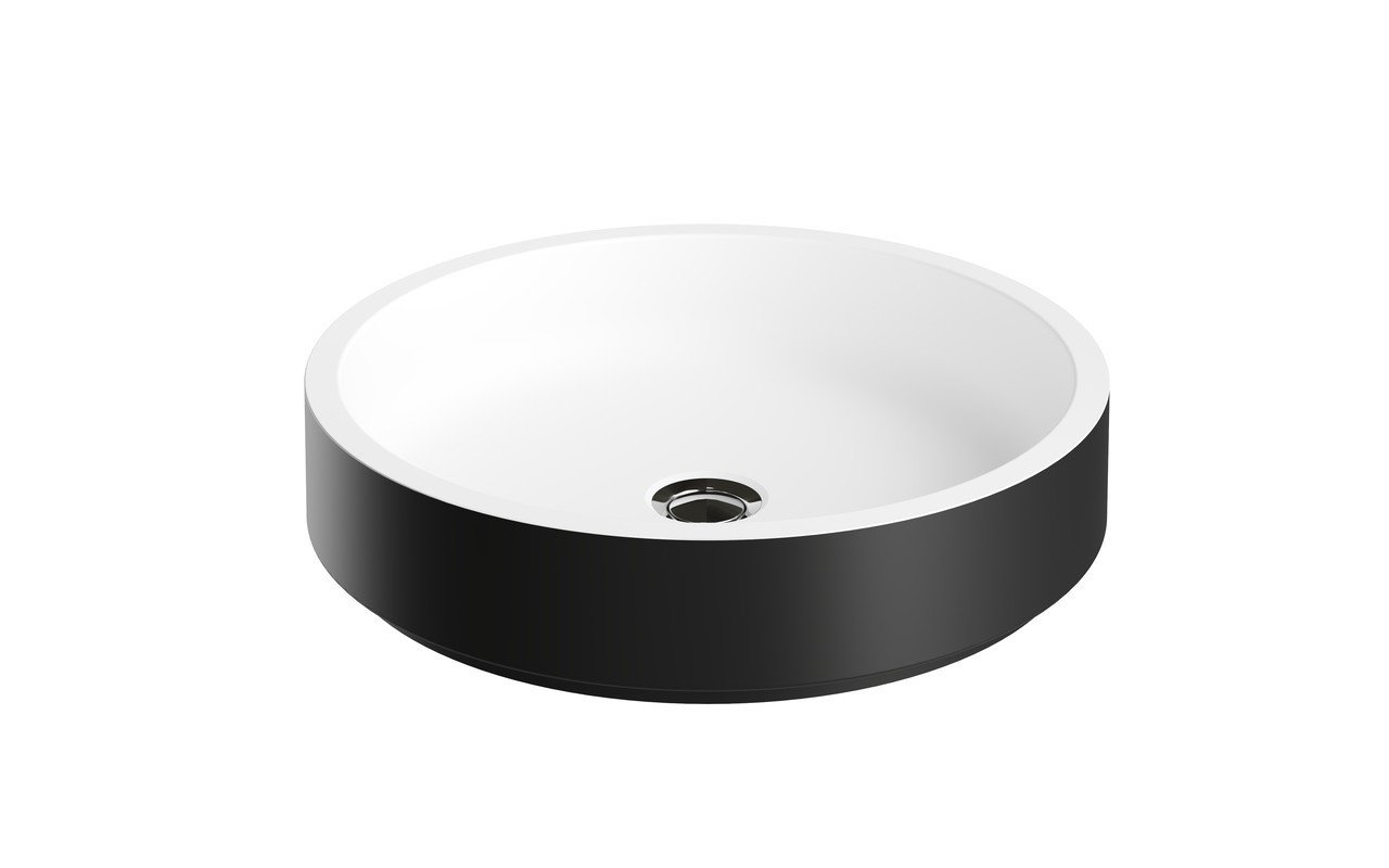Aquatica Solace-A-Blck-Wht Round Stone Bathroom Vessel Sink picture № 0