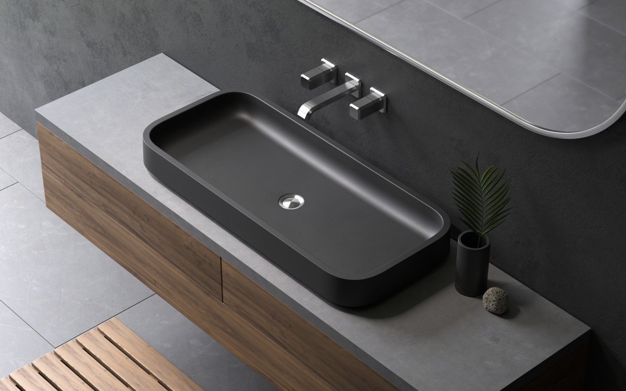 Aquatica Solace-B-Blck Rectangular Stone Bathroom Vessel Sink picture № 0