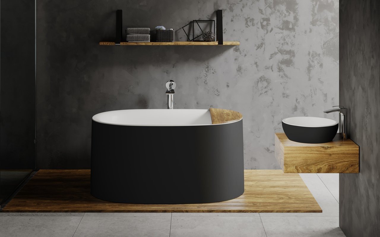 Aquatica Sophia-Blck-Wht Freestanding Solid Surface Bathtub - Fine Matte picture № 0