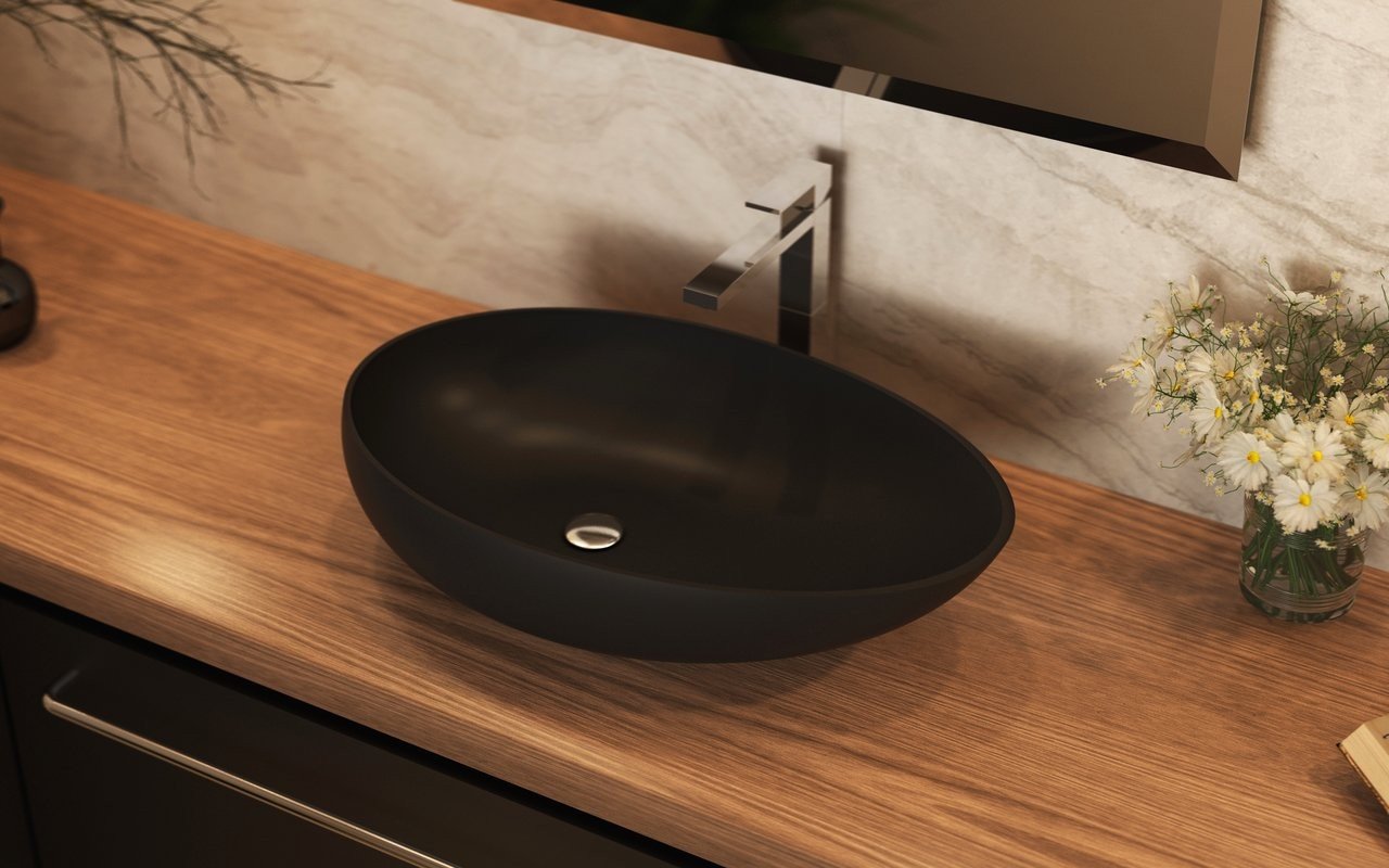 Aquatica Spoon-2-Blck Stone Bathroom Vessel Sink picture № 0