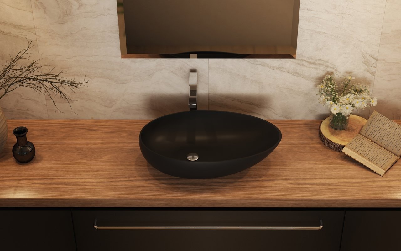 Aquatica Spoon-2-Blck Stone Bathroom Vessel Sink picture № 0