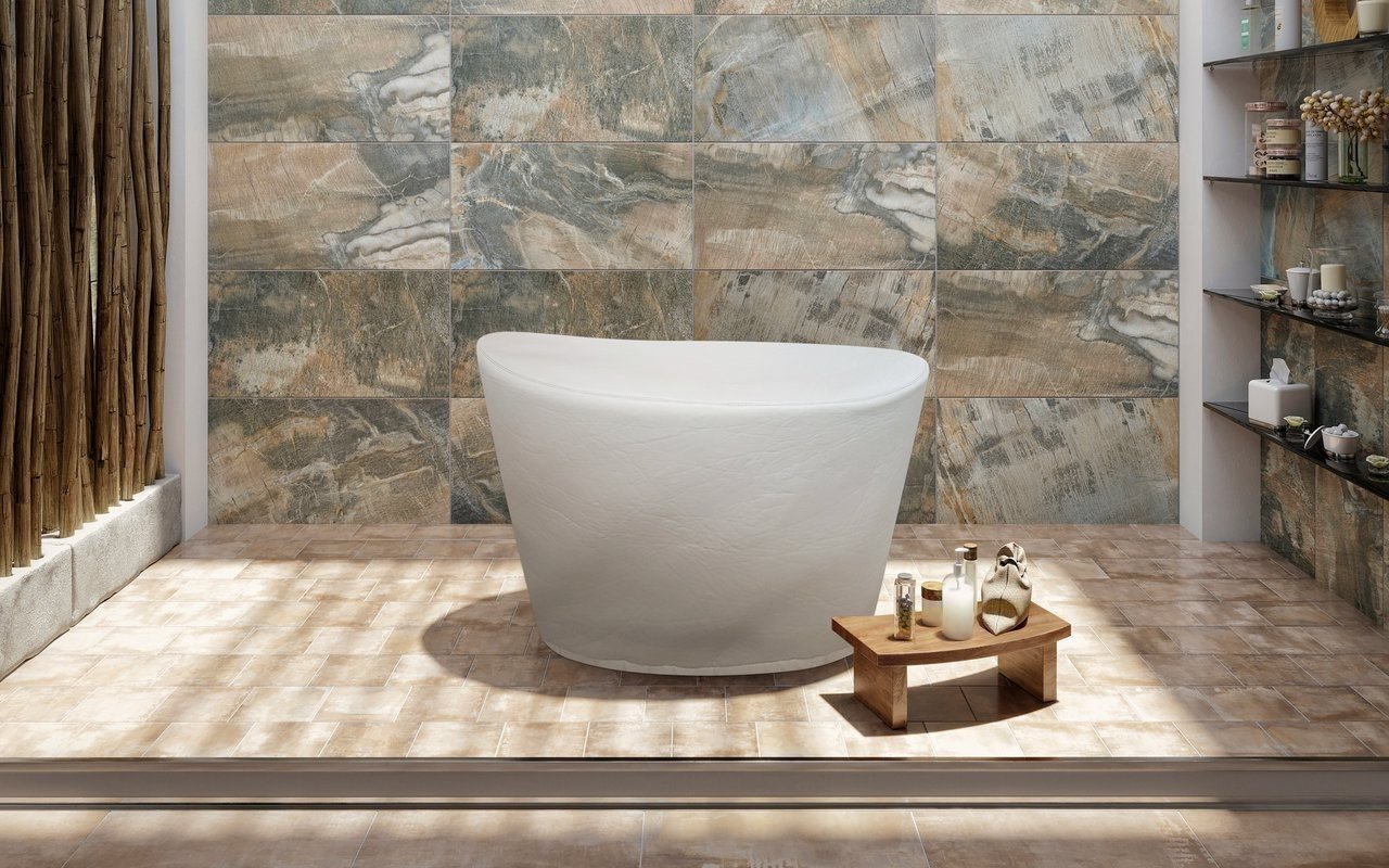 Aquatica Tidal Waterproof Iroko Wood Bathtub Tray