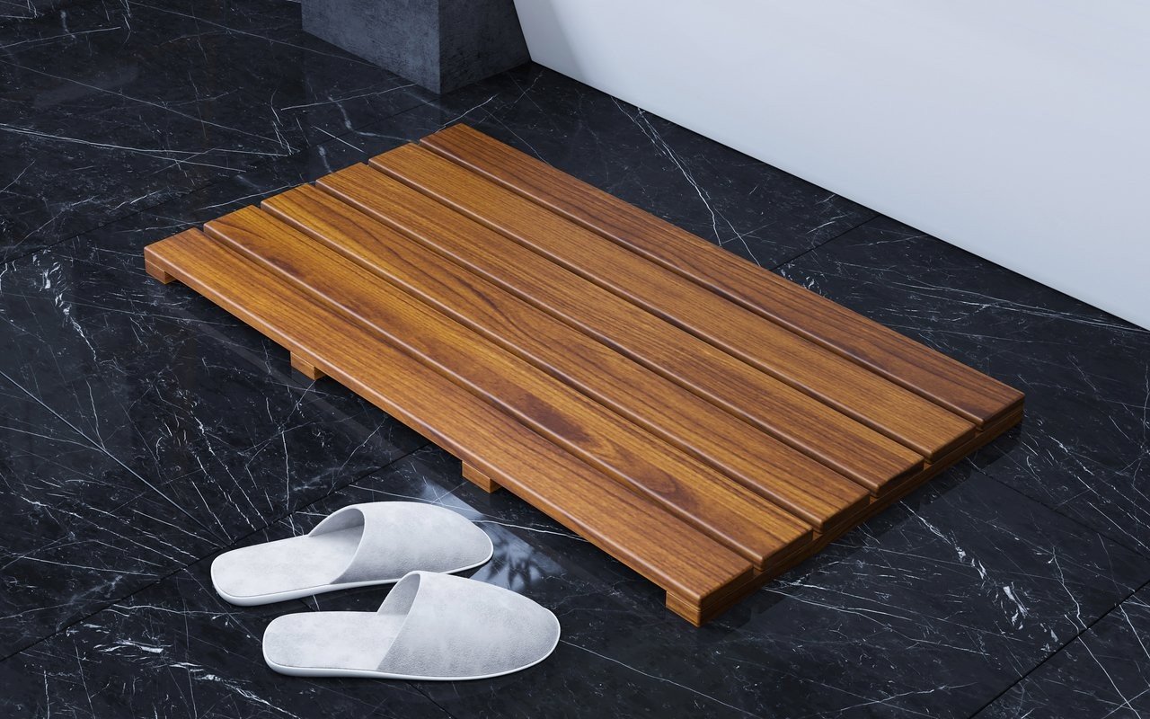Aquatica Universal 33.5" Waterproof Iroko Wood Bath Shower Floor Mat picture № 0