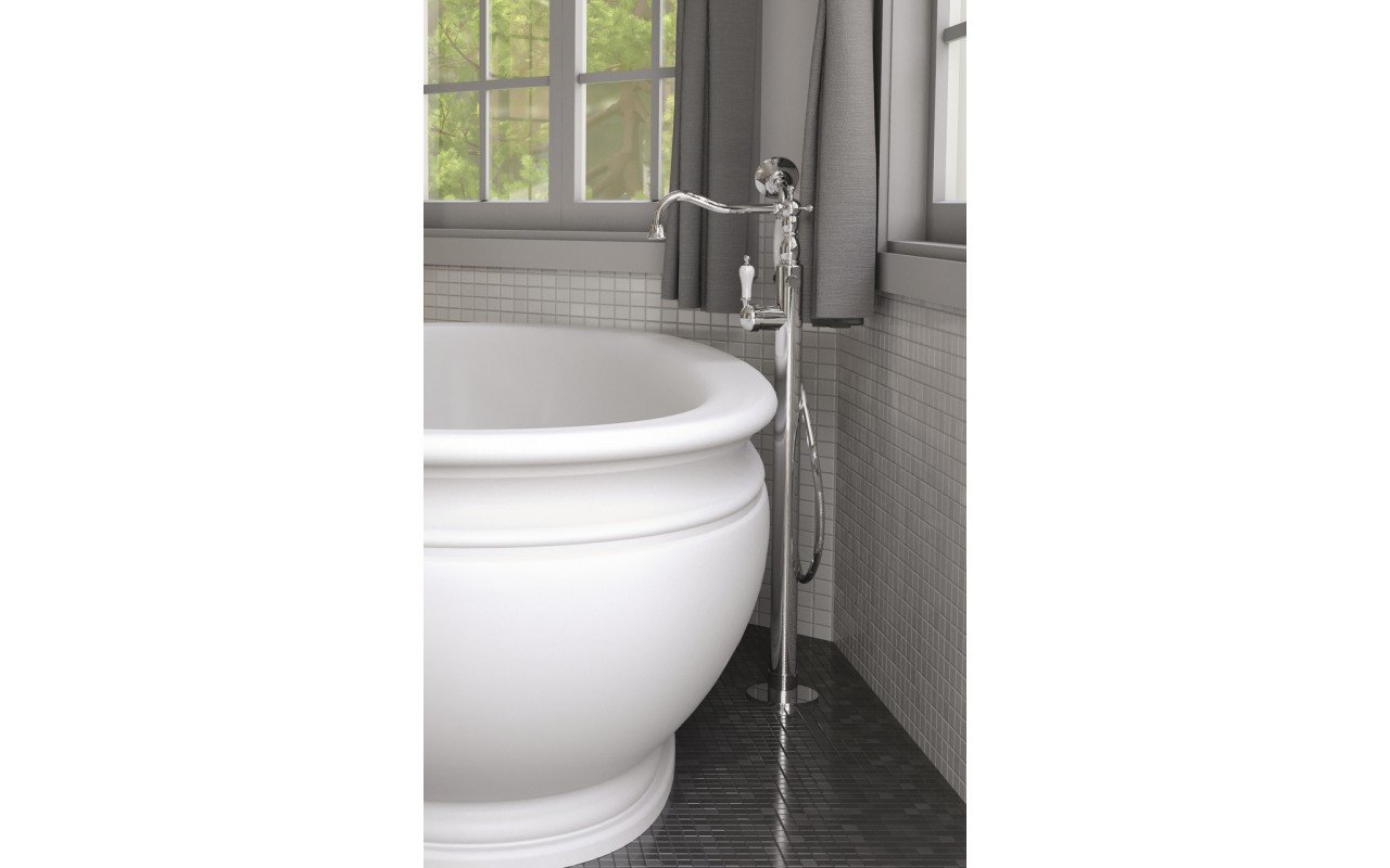 Aquatica Caesar Faucet Floor Mounted Tub Filler Chrome