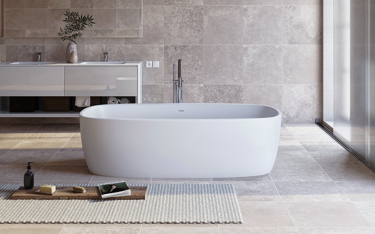 Aquatica Tidal Waterproof Iroko Wood Bathtub Tray