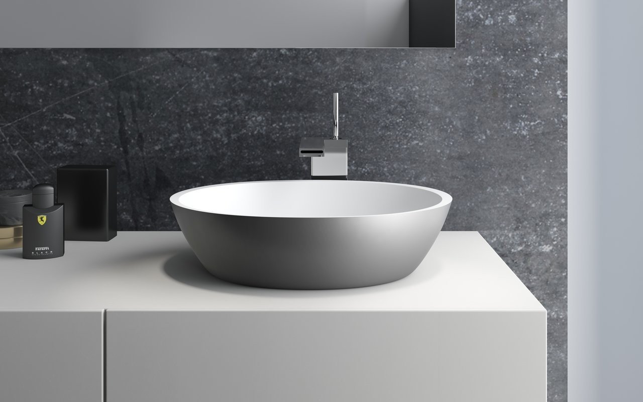 Aquatica Sensuality™ Gunmetal-Wht Stone Bathroom Vessel Sink picture № 0