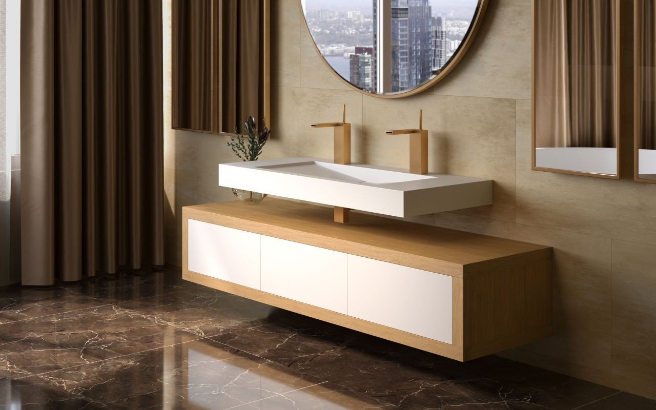 Aquatica Millennium-Wht 180 Stone And Wood Bathroom Vanity picture № 0