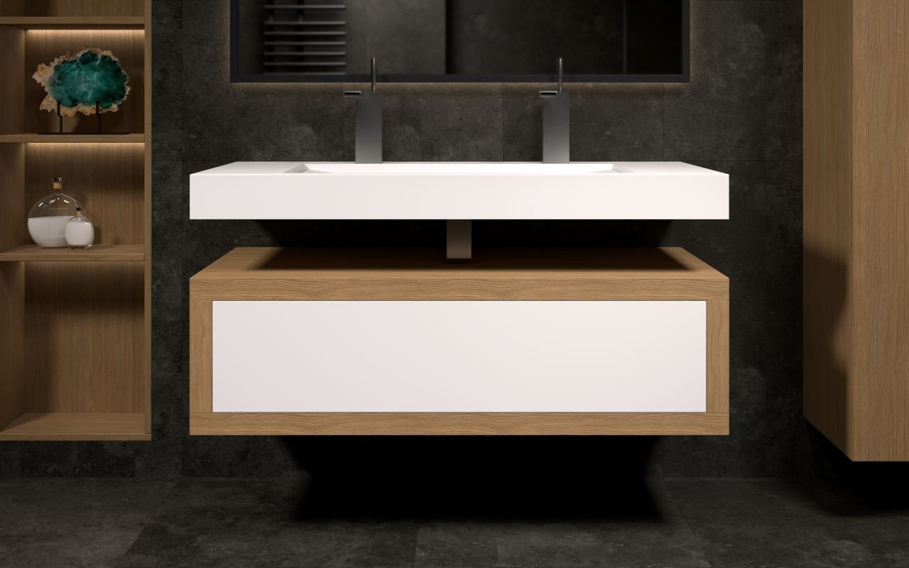 Aquatica Millennium White Solid Surface Oak 1200 Vanity05