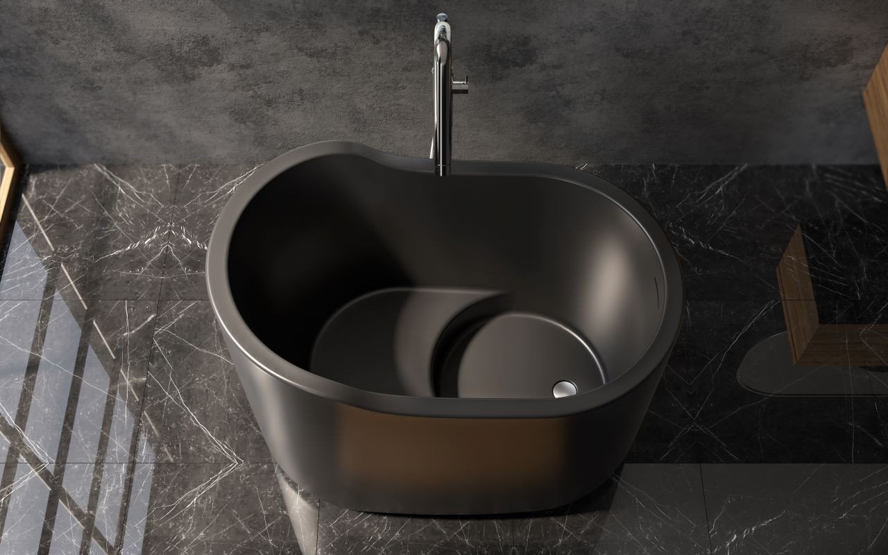 ᐈ 【Aquatica True Ofuro Nano Black Freestanding Stone Japanese Soaking ...