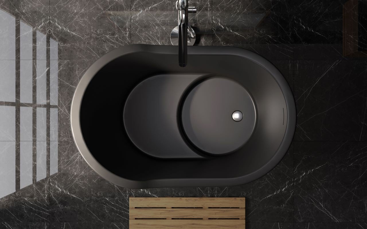 Aquatica True Ofuro Nano Black Freestanding Stone Japanese Soaking Bathtub picture № 0