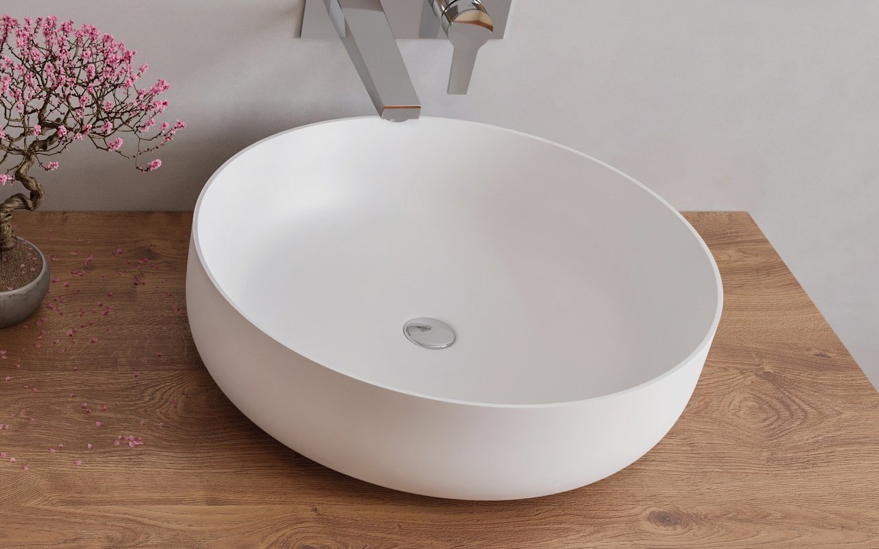 Aquatica Aurora-Wht Round Stone Bathroom Vessel Sink picture № 0