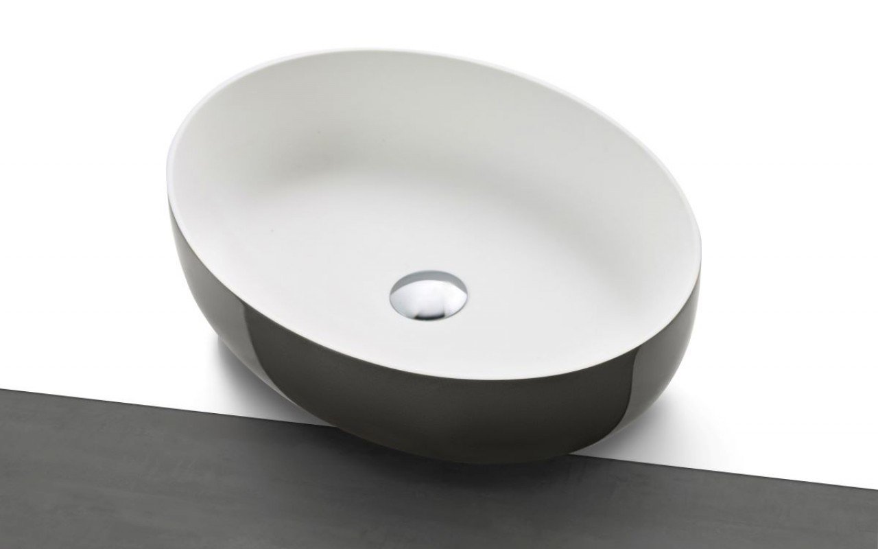 Aquatica Aurora-Gunmetal-Wht Supergloss Oval Stone Bathroom Vessel Sink picture № 0