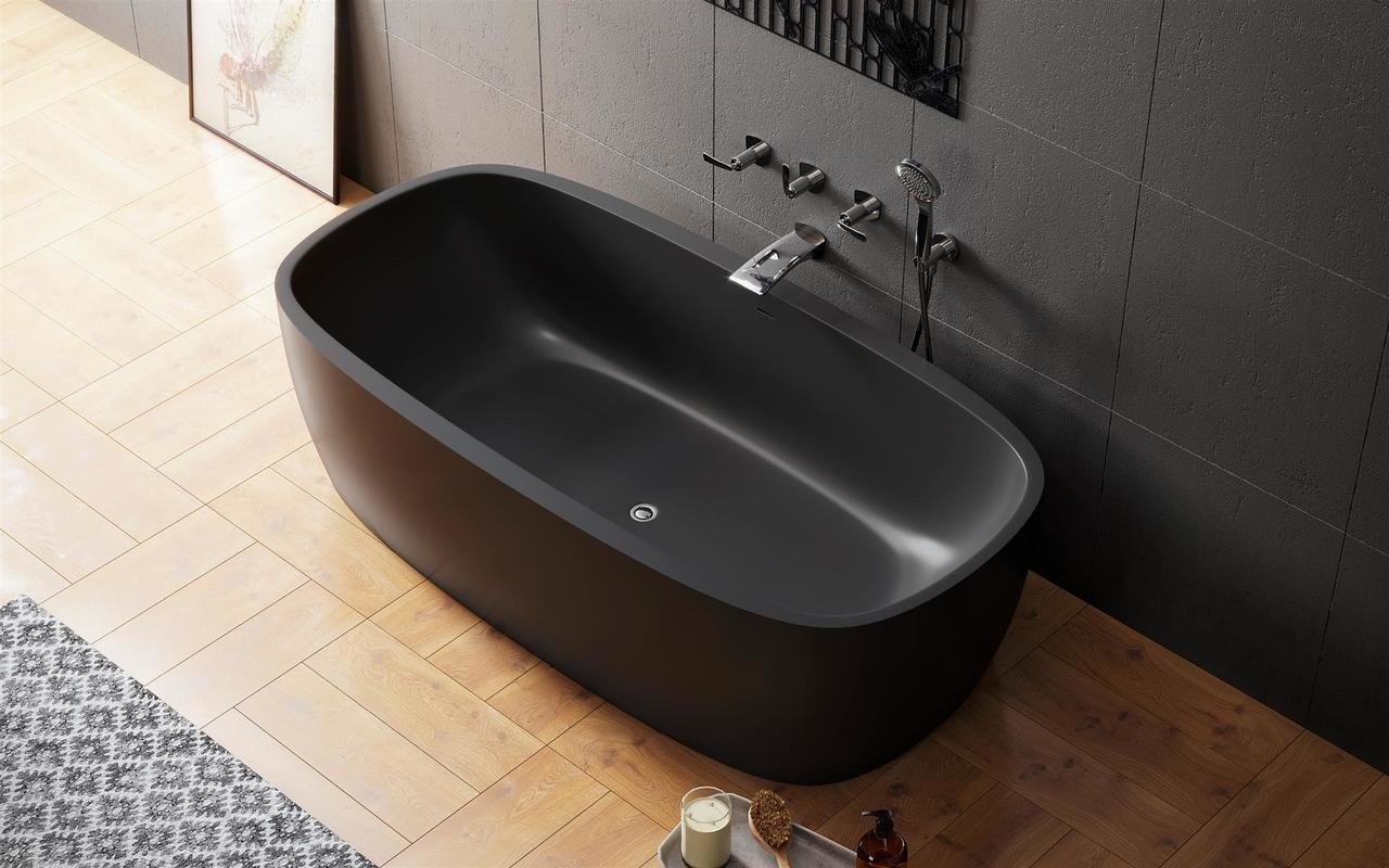 Aquatica Coletta™ Graphite Black Freestanding Solid Surface Bathtub picture № 0