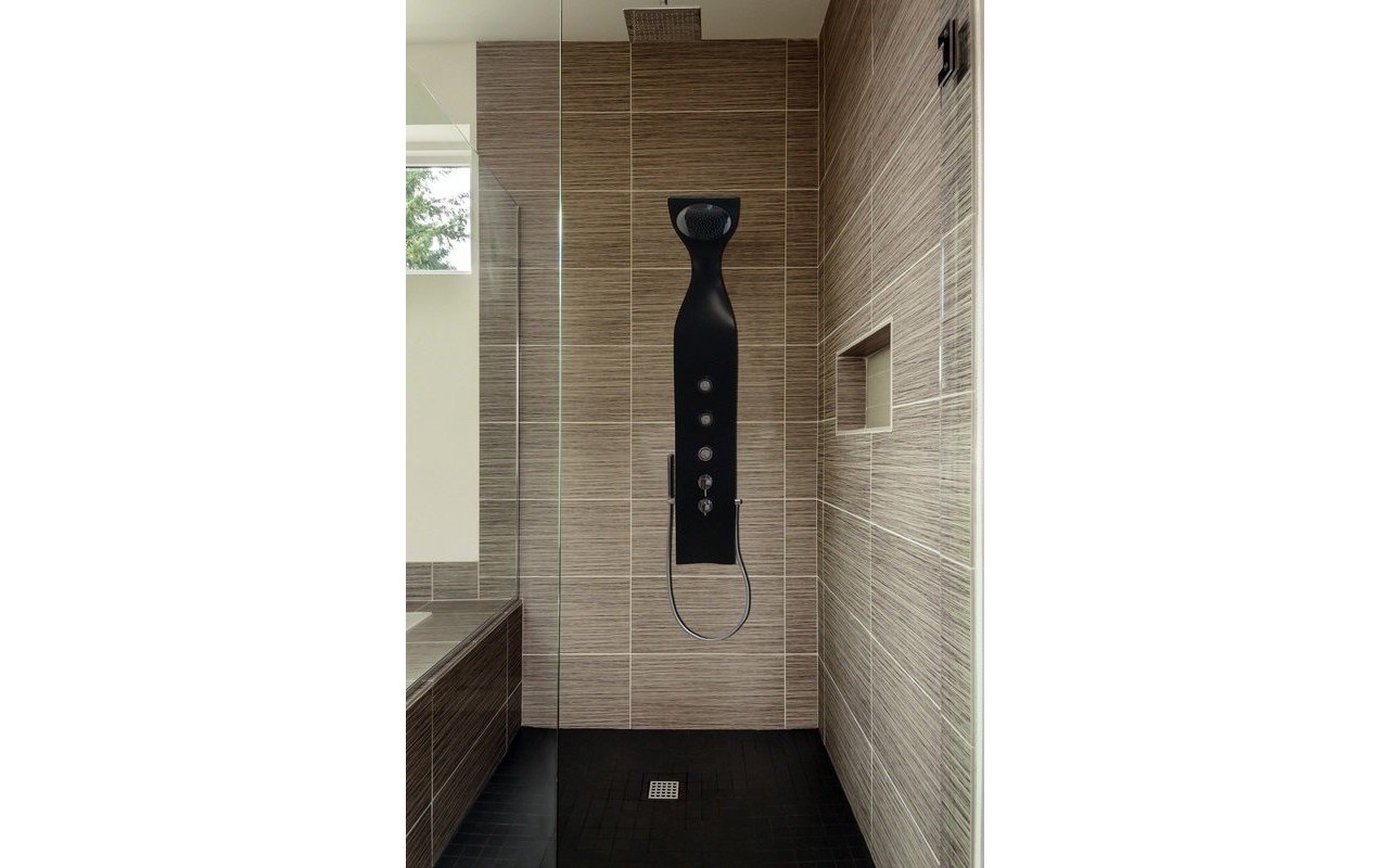 Aquatica Elise Wall-Mounted Solid Surface Shower Panel in Black Matte picture № 0