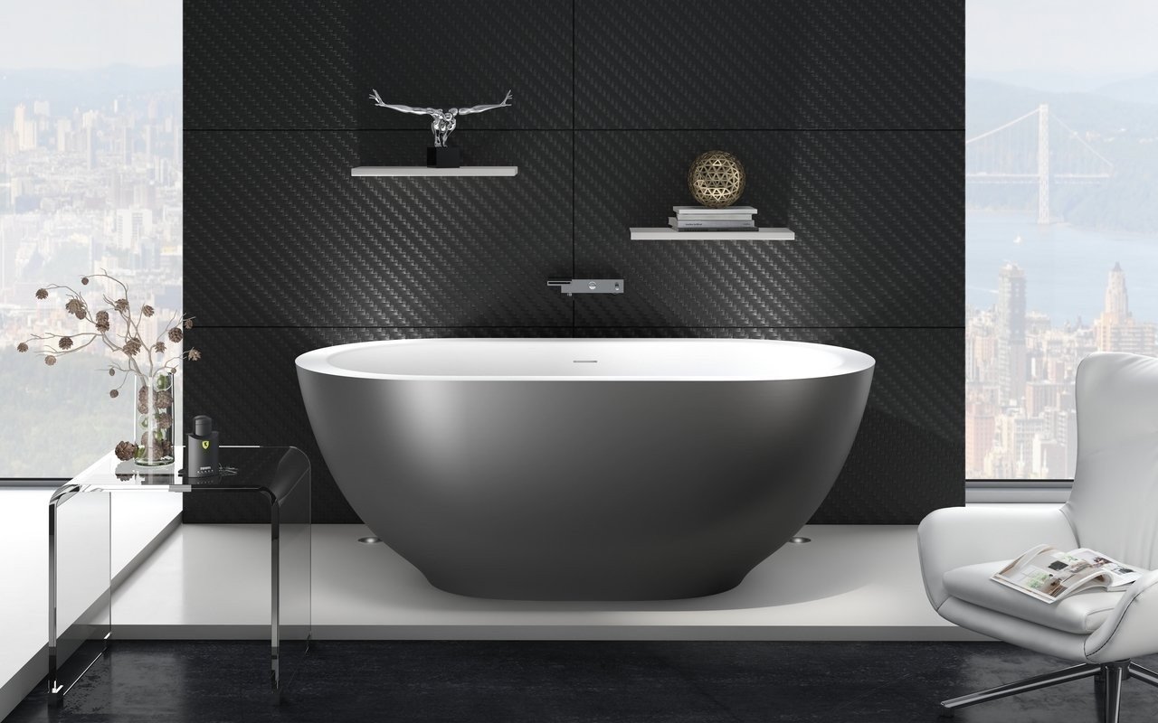 Aquatica Karolina 2 Gunmetal-Wht Freestanding Solid Surface Bathtub picture № 0