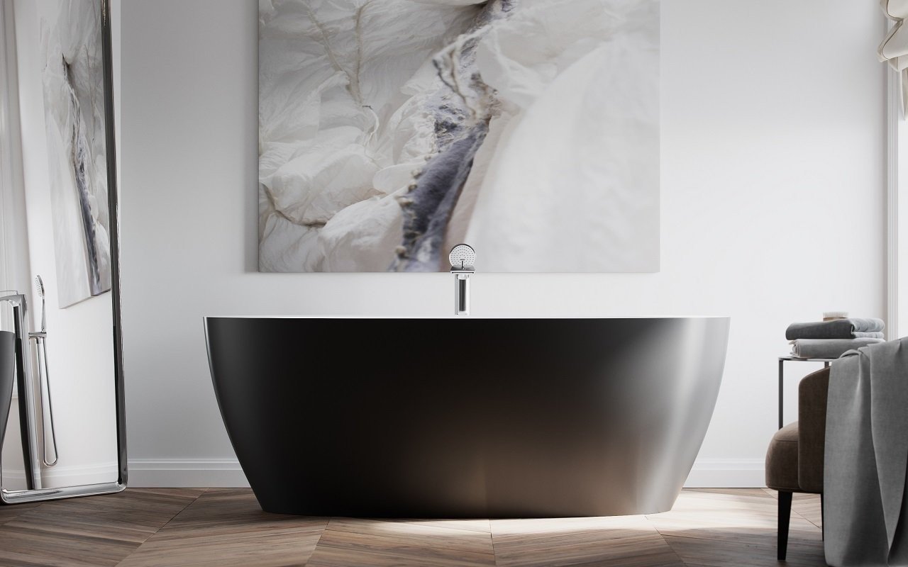 Aquatica Sensuality™ Blck-Wht Freestanding Solid Surface Bathtub picture № 0