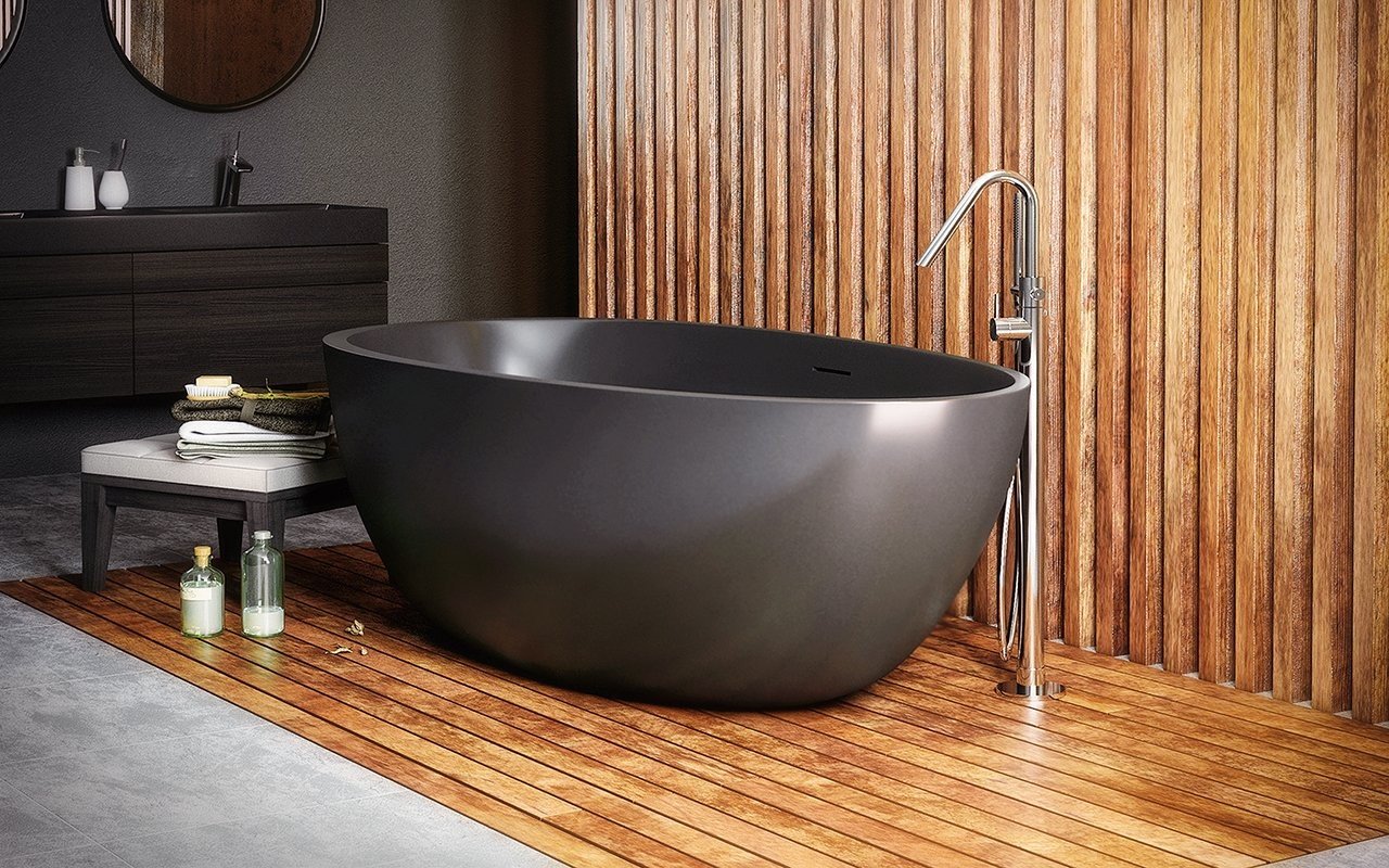 Spoon 2 Black Freestanding Solid Surface Bathtub (4) (web)