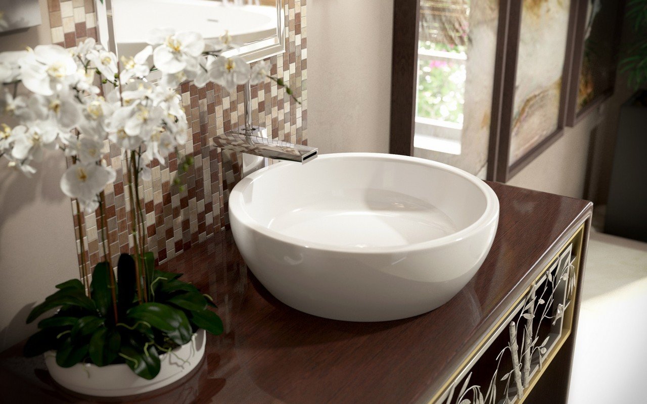 Luxury Aquatica Texture Bowl Wht Round Ceramic Bathroom Vessel