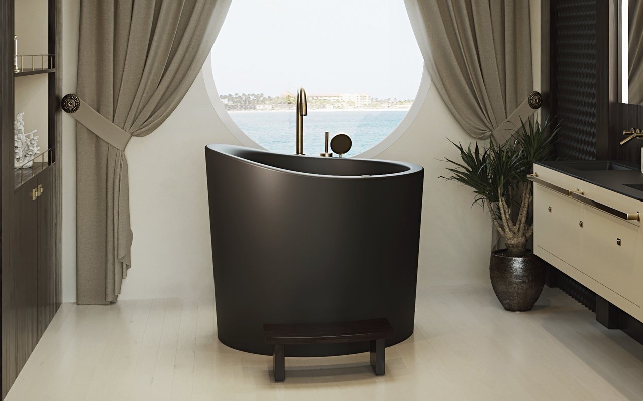 ᐈ 【Aquatica True Ofuro Mini Black Tranquility Heated Japanese Bathtub  (220/240V/50/60Hz USA/International)】 Buy Online, Best Prices