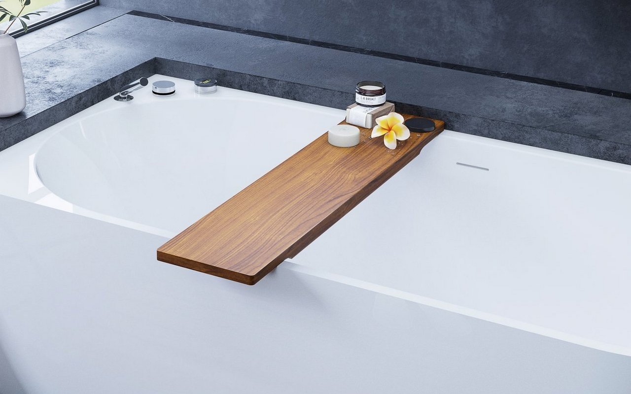 Aquatica Universal 36.25" Waterproof Iroko Wood Bathtub Tray picture № 0