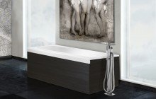 Pure 1d by aquatica back to wall stone bathtub with dark decorative wooden side panels 01 (web)