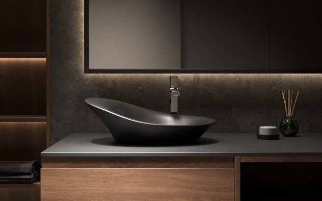 ᐈ Aquatica Nanomorph Blck Stone Bathroom Vessel Sink Best S - Bathroom Vessel Sink Wash Tub