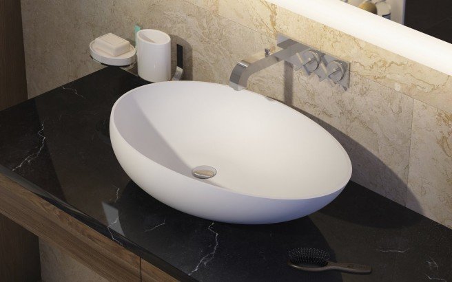 Aquatica Spoon-2-Wht Stone Bathroom Vessel Sink