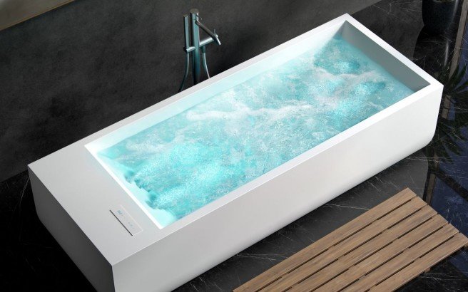 Aquatica Monolith Hydrorelax Pro White Freestanding Solid Surface Bathtub