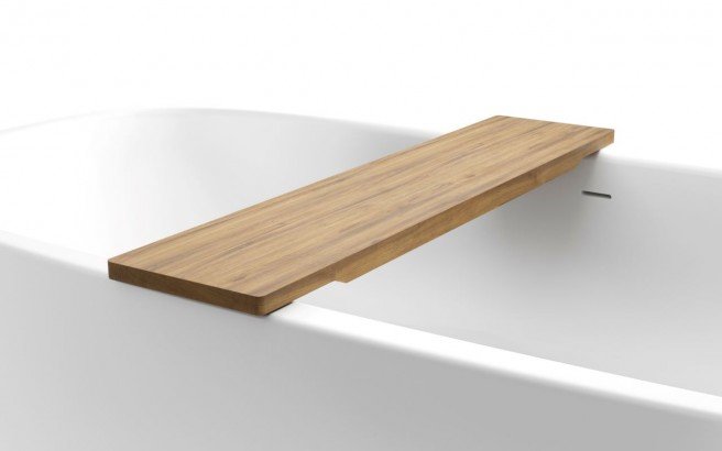 Aquatica Tidal Waterproof Iroko Wood Bathtub Tray