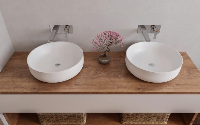 ᐈ Aquatica Aurora Wht Round Stone Bathroom Vessel Sink Best S - Bathrooms With Vessel Sink Pictures