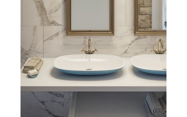 Aquatica Coletta-A Distant Blue-Wht Stone Bathroom Vessel Sink