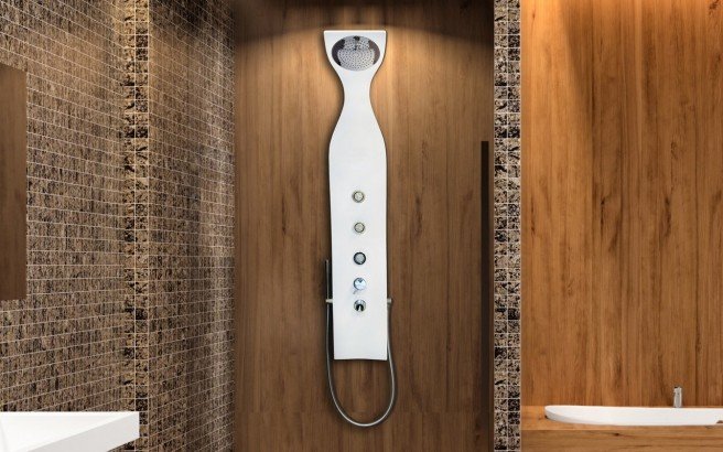 Elise Wall Mounted Solid Surface Shower Panel in White Matte (1) (web)