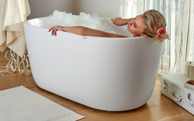 Lullaby Wht Small Freestanding Solid Surface Bathtub by Aquatica web 0279