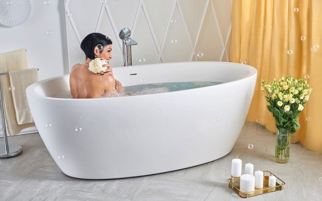 Aquatica Sensuality-Wht™ Freestanding Solid Surface Bathtub