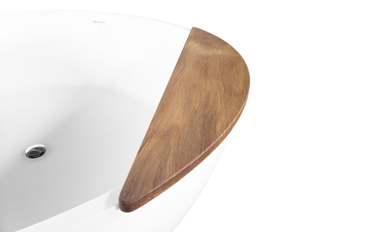 Aquatica Tidal Waterproof Iroko Wood Bathtub Tray