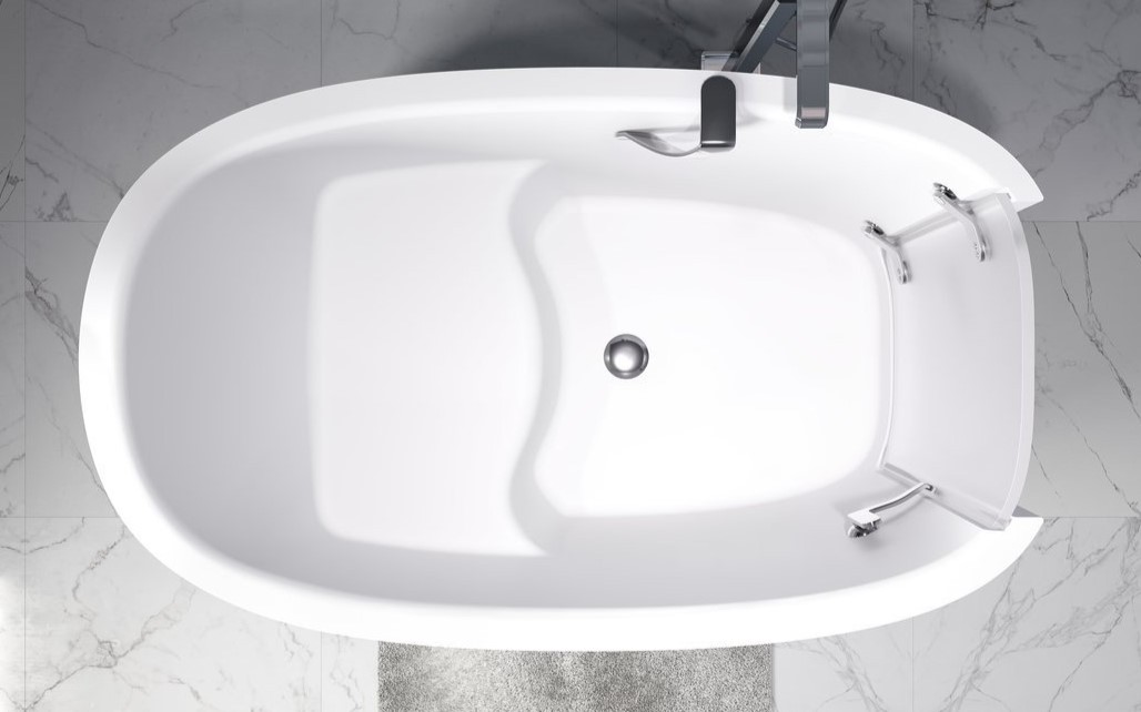 Aquatica Baby Boomer 2 Freestanding Solid Surface Walk In Bathtub 5