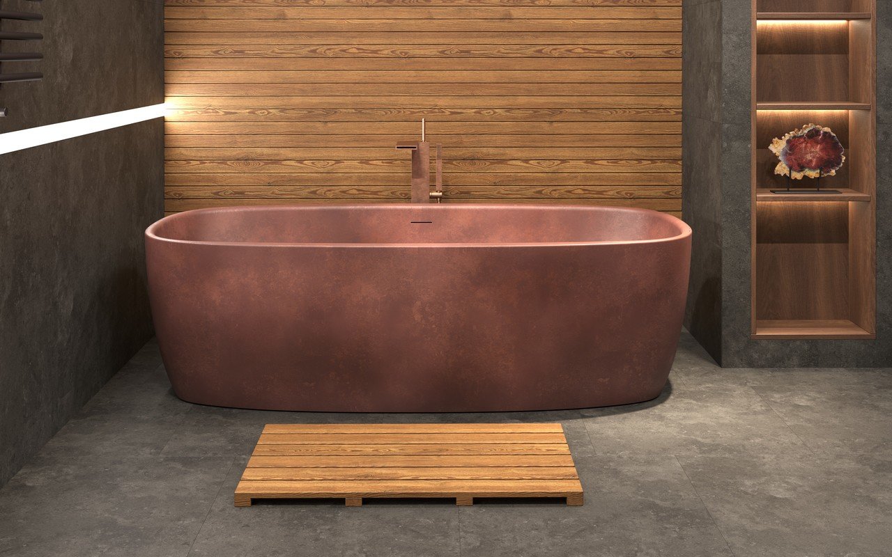 Aquatica Tidal Waterproof Iroko Wood Bathtub Tray