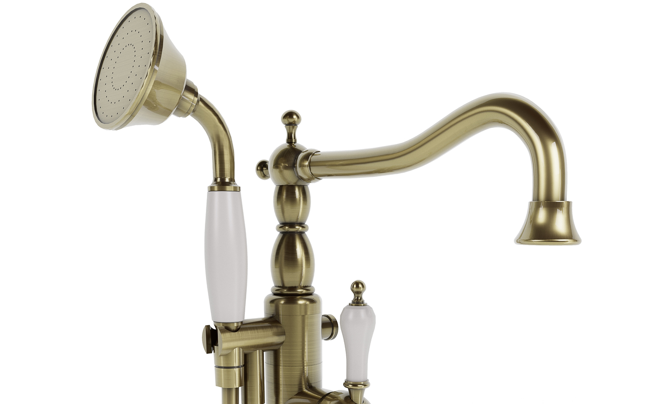 Aquatica Caesar Faucet Floor Mounted Tub Filler Bronze