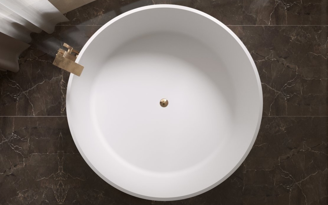 Aquatica Adelina Round Freestanding Solid Surface Bathtub