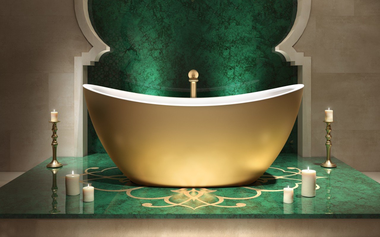Aquatica Purescape 171 Yellow GoldWht Freestanding Solid Surface Bathtub