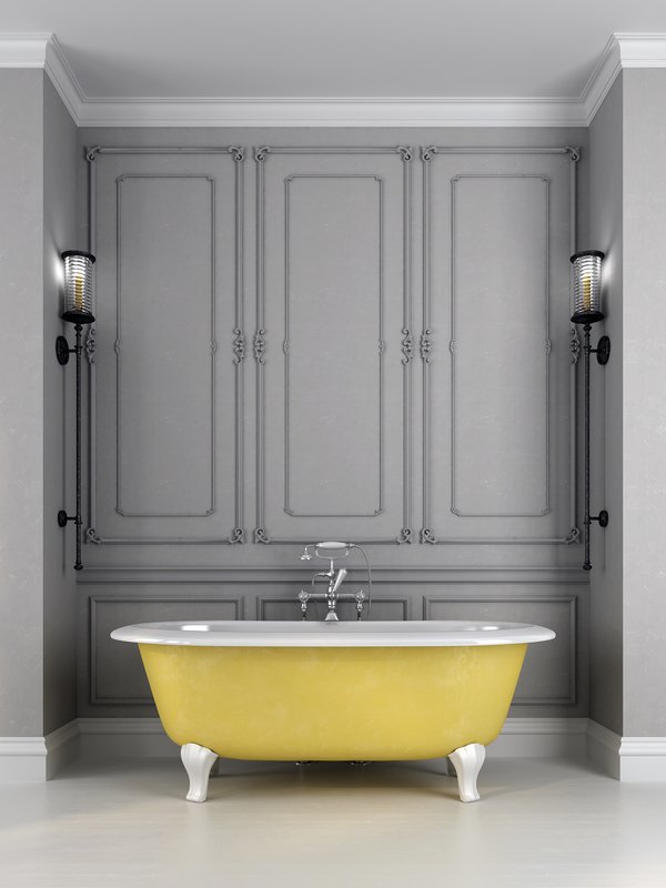 bigstock Bright Yellow Bath On A Gray B 59613221